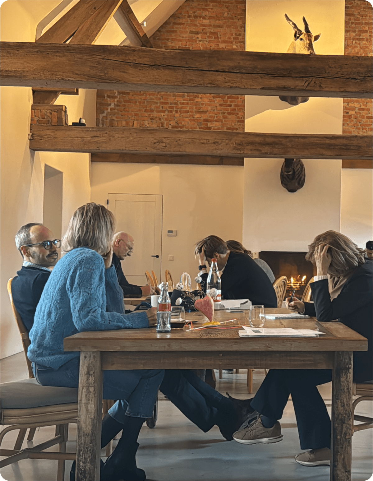 Team workshop in warm setting